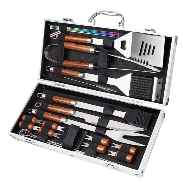 24 Pieces BBQ Tools Set, OutdoorStainless Steel Barbecue Accessories
