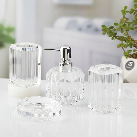 Bath Set With Liquid handwash Soap Dispenser and Toothbrush Holder