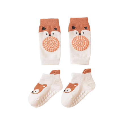 Baby Knee Pads And Anti Slip Socks Set - Fox Image