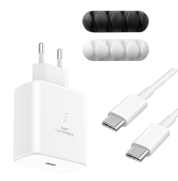 45W USB-C PD Power Adapter with 1M USB-C to USB-C Cable &amp; Cable Organizer