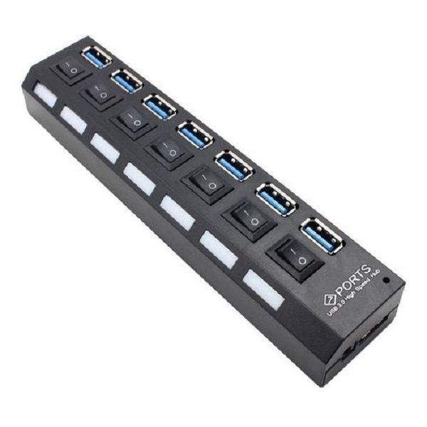 7 Port USB 2.0 High Speed Power Splitter Switch ON/OFF