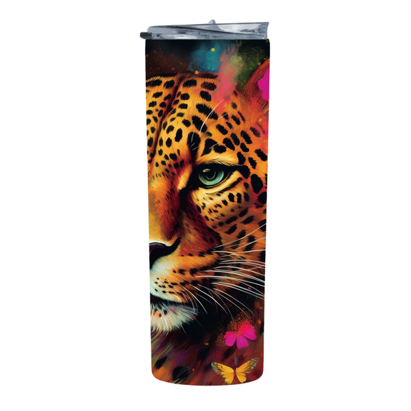 Floral Cheetah 2 20 Oz Straight Skinny Tumbler 040
