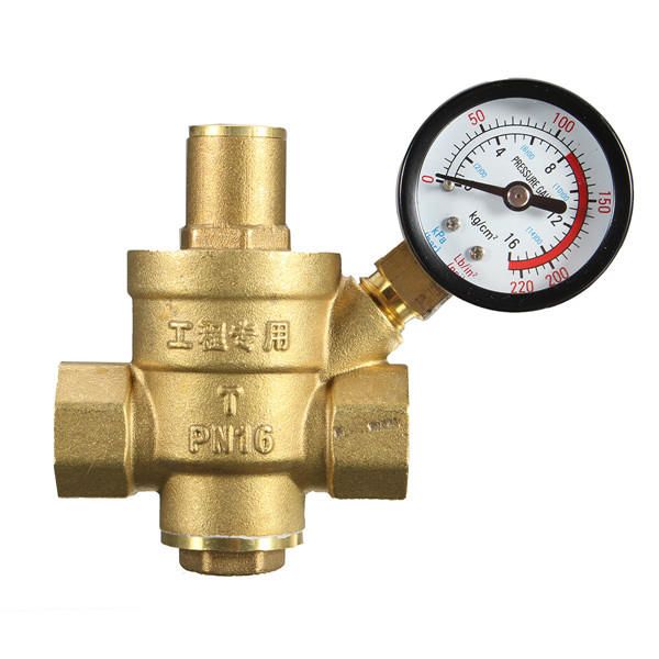DN15 1/2' Inch Brass Water Pressure Reducing Regulator Reducer & Gauge