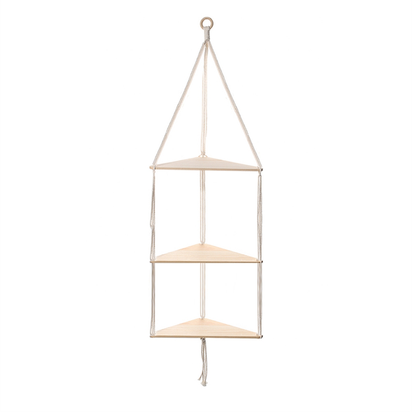 3-tier Floating Wall Shelf Wood Triangle Corner Display Stand