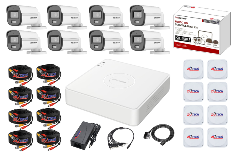 Hikvision 8-Channel ColorVu CCTV Kit with Zatech junction box &amp; ready cable