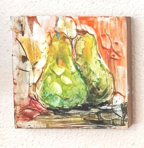 Original Art Piece On Wood Panel 20x20cm In Oil Paint