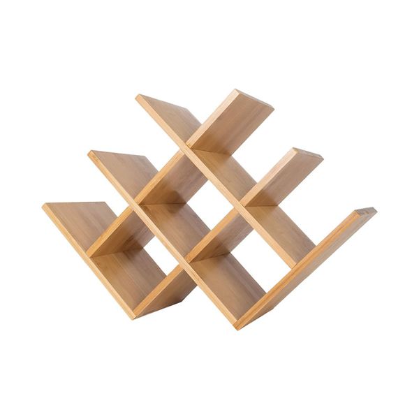 8-Bottle Countertop Bamboo Wood Wine Rack