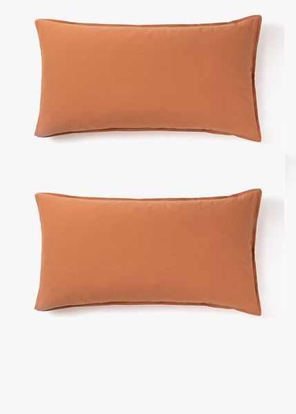 George &amp; Mason - Microfibre Continental 2 Pack Pillowcases -Terracotta