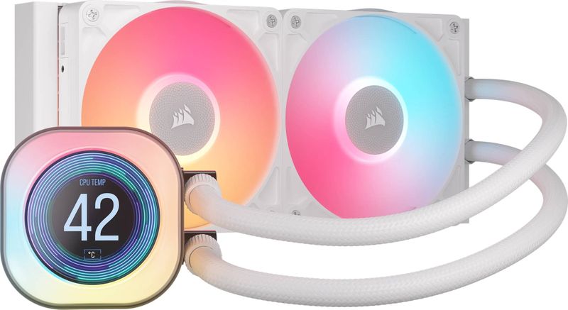 Corsair iCUE Link Titan 240 RX LCD White - Dual 120mm Fans, 300-2100 RPM