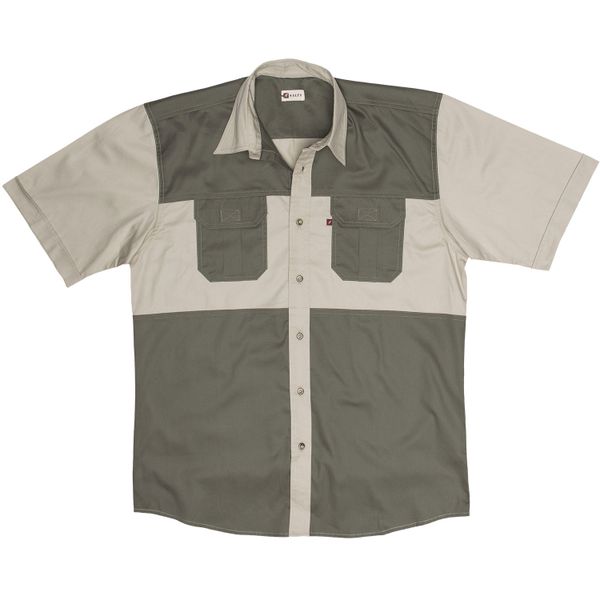 Salty - Two Tone Bush Shirt - Stone &amp; Olive