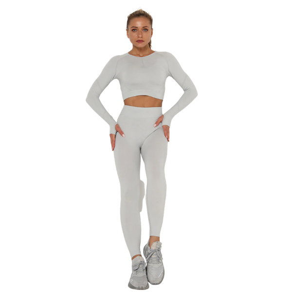 InstantFit, Ice-Grey Two Piece, Long Sleeve Compression Set