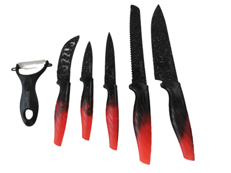 Knife Set 6 Piece Marble Coated Blades