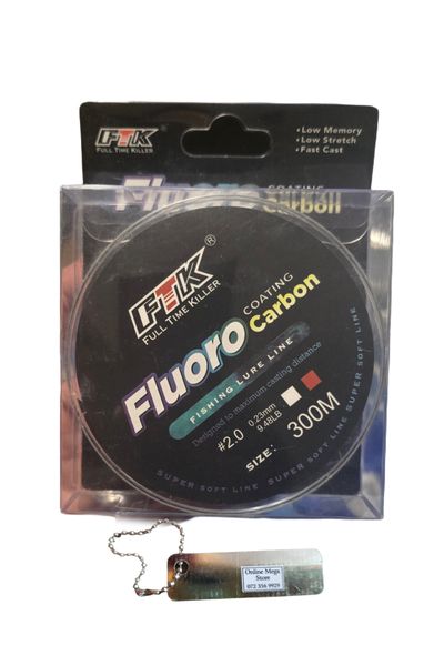 OMS FTK Fluorocarbon Fishing Line 300M - #2 + Hook Sharpener