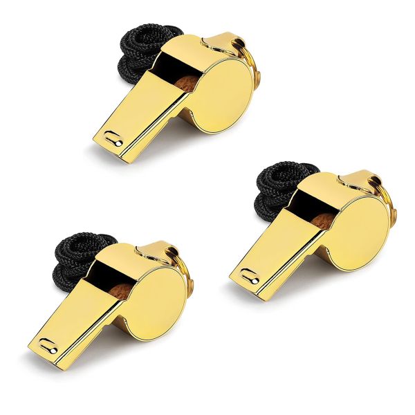 3 Pack Stainless Steel Whistles with Lanyard Super Loud Coach Sport Gift