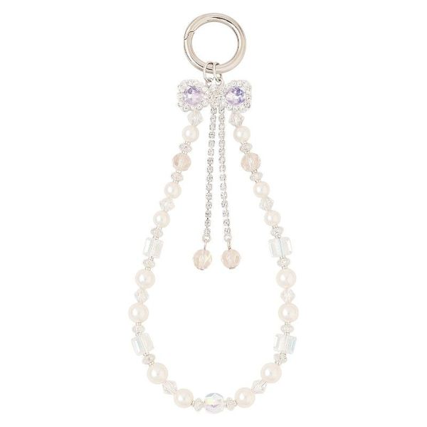 Luxury Crystal Pearl Beaded Mobile Phone Chain with Bow Charm