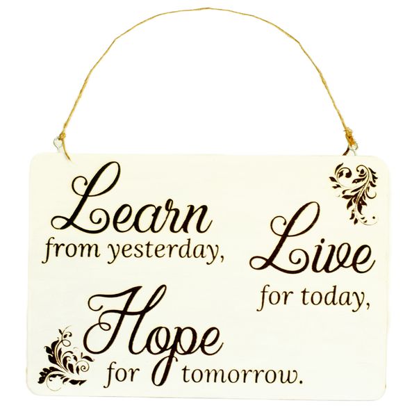 White Home Decor Wall Art Sign, Learn - Live - Hope