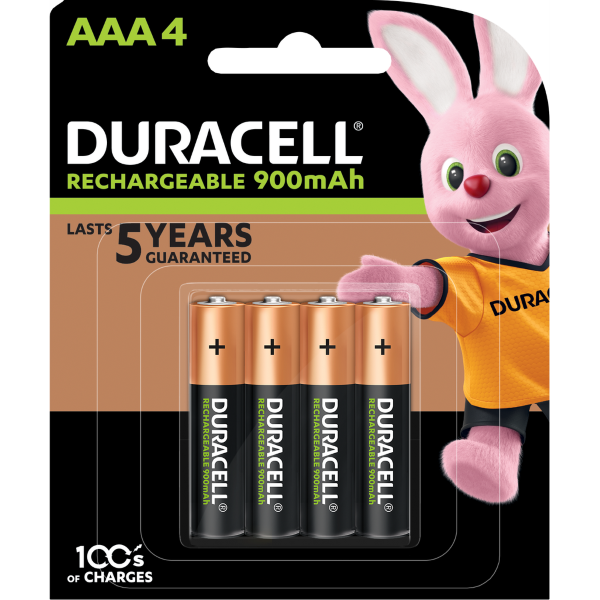 Duracell Batteries Ultra Rechargeable AAA 800mAh/850mAh - (Pack 4)