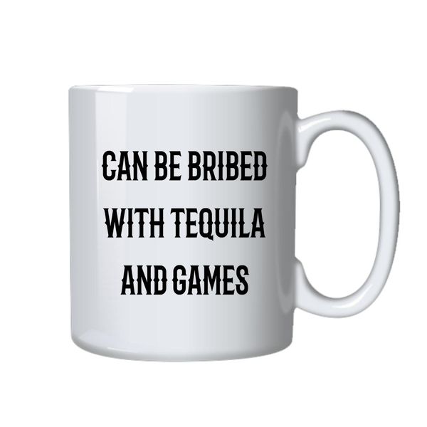 Tequila and Games Coffee Mug - Best Novelty Funny Cup Gift Idea for