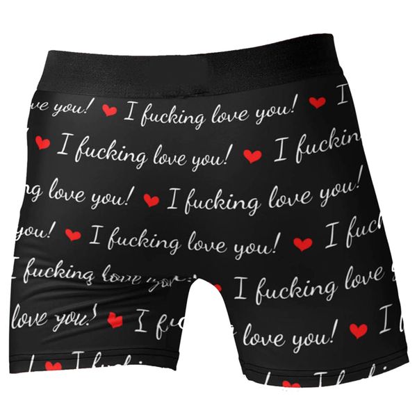 Mens Boxer Briefs Valentines Day Underwear I Love You Novelty Boxer Short