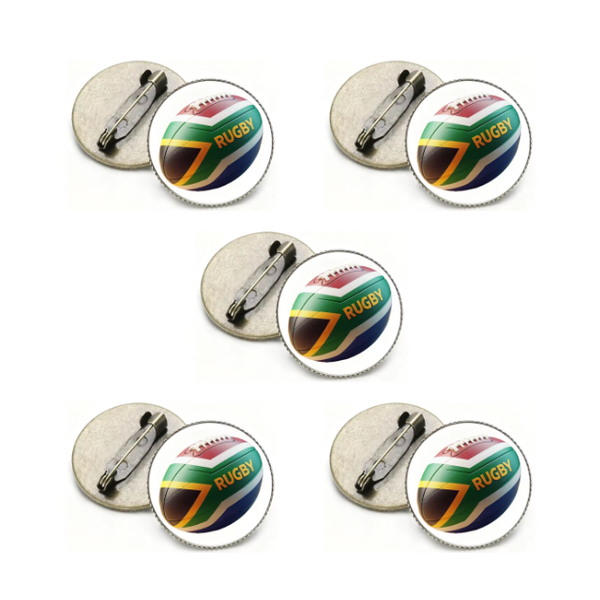5PK South Africa &amp; Rugby Duo Flag Pin Badge Souvenier Novelty Gift