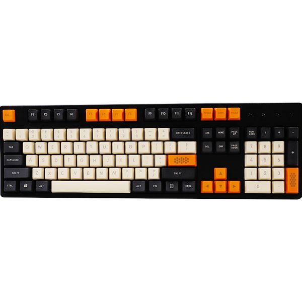 104-Piece Backlit Keycaps Set for Mechanical Keyboard Black and Orange OEM