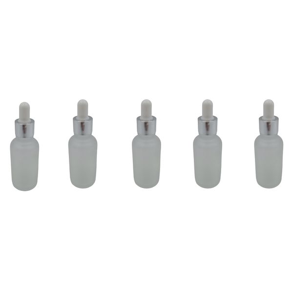 5 x 30ml Frosted Glass Bottles with Droppers - Premium Refillable Bottles