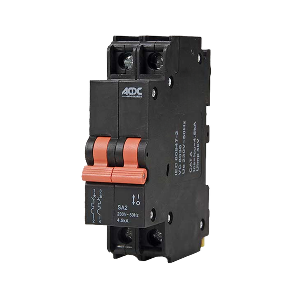Circuit Breaker 13mm 4.5KA 2 Pole D-Curve 20A