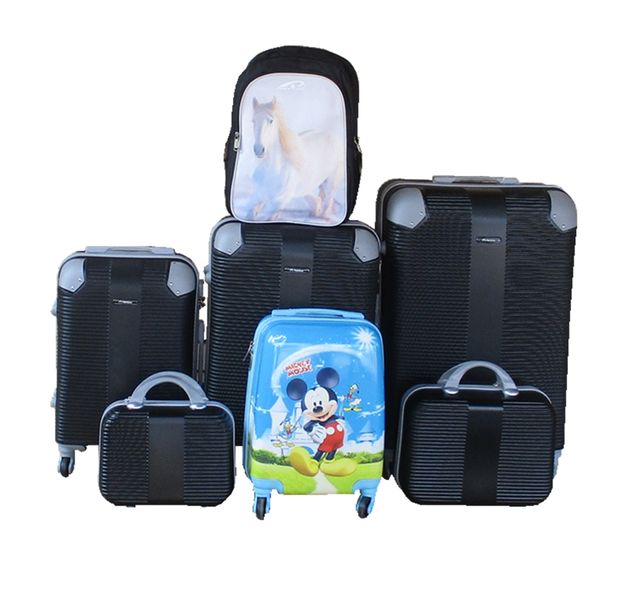 5-Piece ABS Luggage Set with Spinner Wheels, Mickey Case &amp; Horse Schoolbag