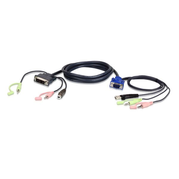 Aten 1.8m USB VGA to DVI-A KVM Cable with Audio
