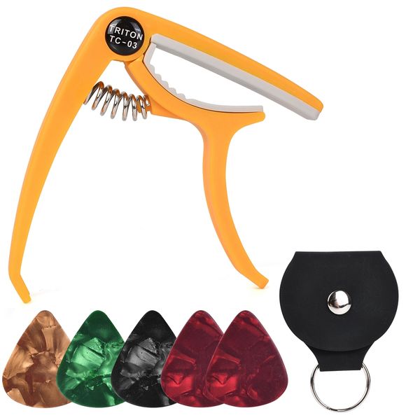 New Guitar Capo for Acoustic and Electric Guitars - 5 Picks ,Yellow