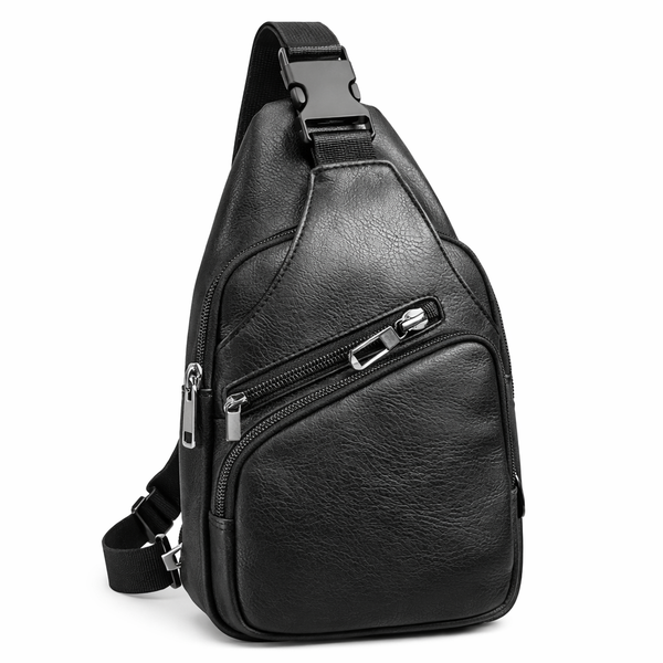 Men's Leather Sling Chest Bag Crossbody Travel Daypack