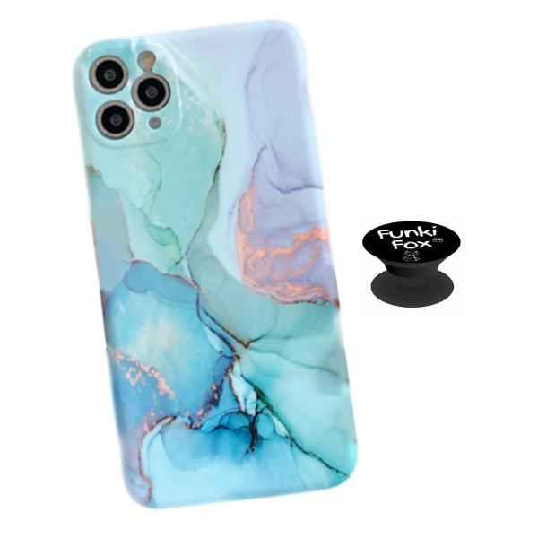 Funki Fox Phone Case Compatible With iPhone 14 PRO - Pink &amp; Gold Marble Swirl