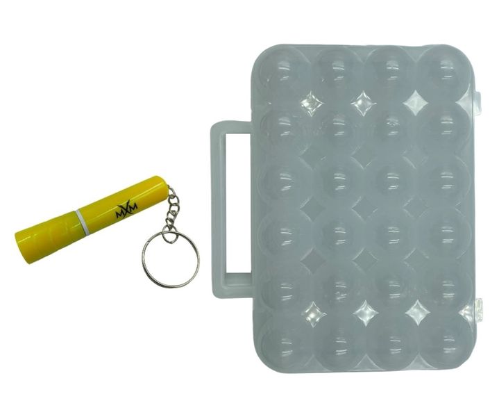 MXM 24 Egg Storage Container With Flip Lid &amp; Handle With MXM Torch Keyring