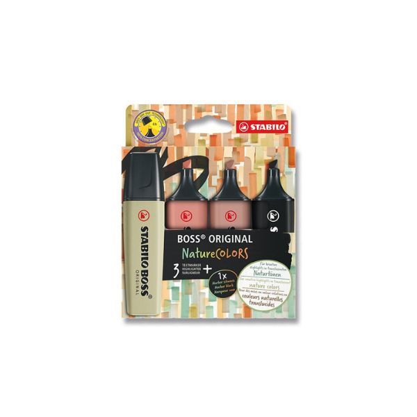 Stabilo Boss Nature Colors 3 Highlighters and 1 Marker