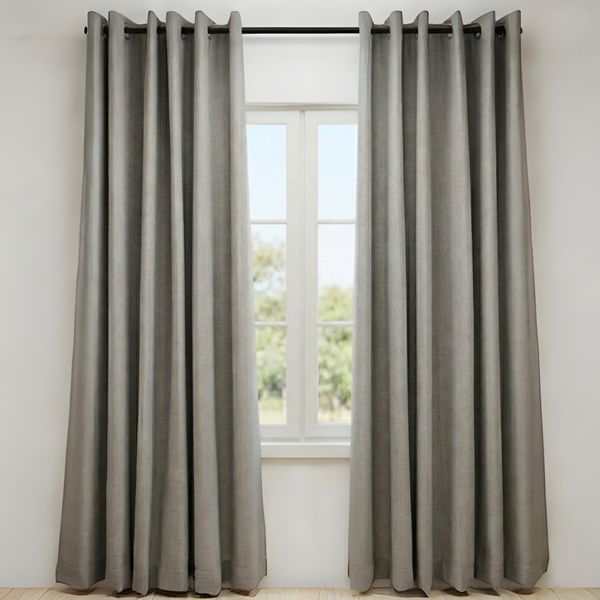 Vizio Home - Woven Lined Curtain - 2 Pack- Dark Grey - Eyelet