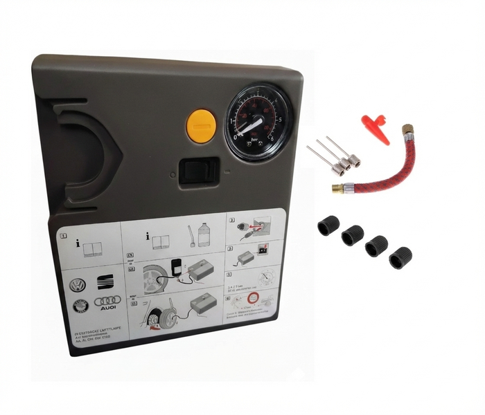 VW / Audi / Seat / Skoda 12V Portable Tire Compressor + Attachment Kit