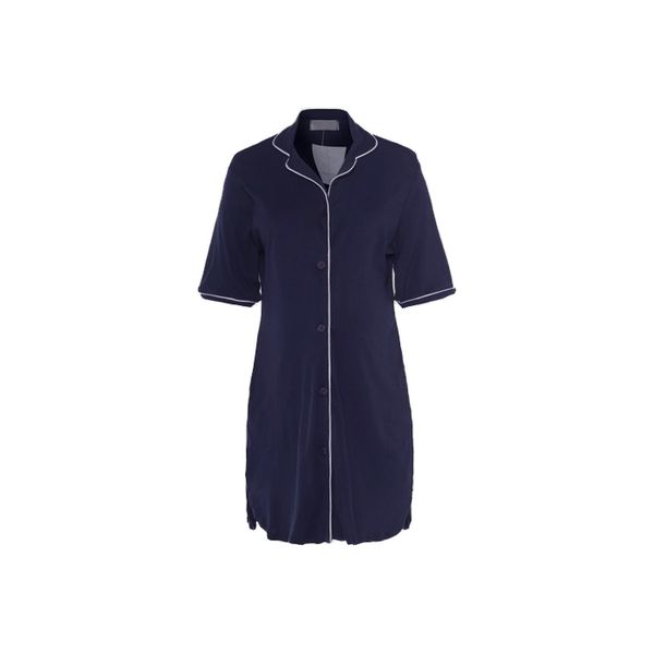 Hannah Grace Maternity French Navy Short Sleeve Button-Down Sleep Shirt