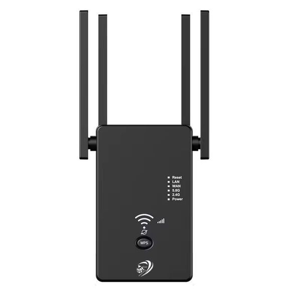 Dual Band AC1200 WiFi Range Extender Repeater with 4 Antennas-2.4GHz &amp; 5GHz