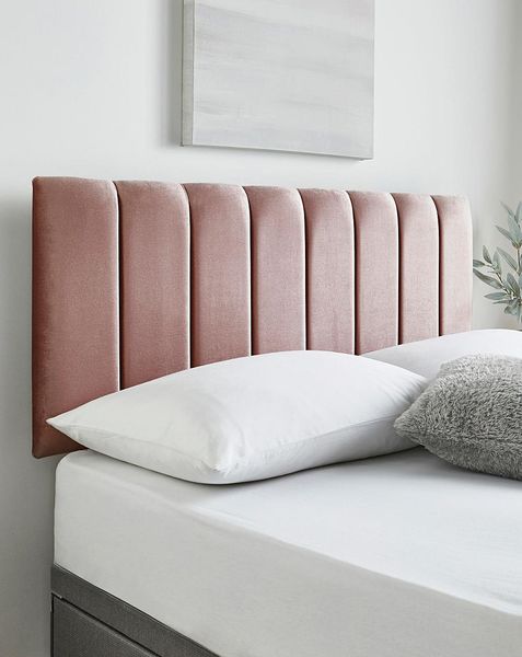 Mai Lifestyle - Modern Panelled Headboard - Blush Pink Velvet