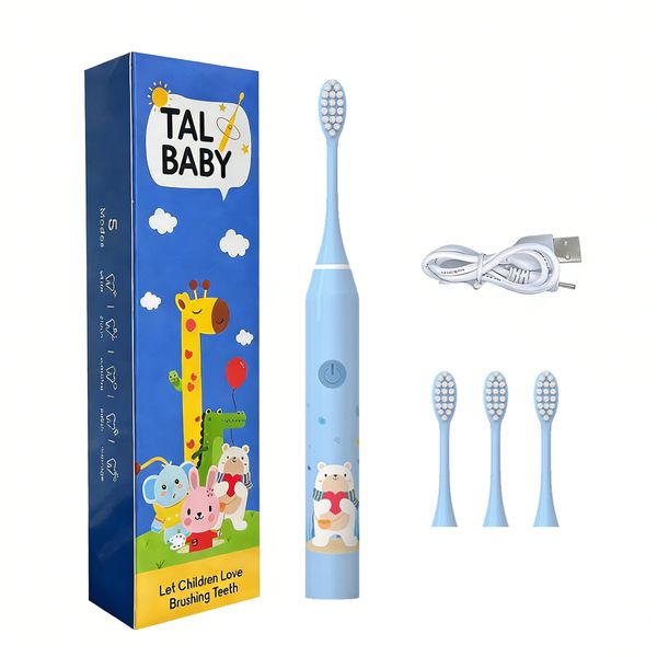 Kids Electric Toothbrush Rechargeable with 4 Soft Brush Heads