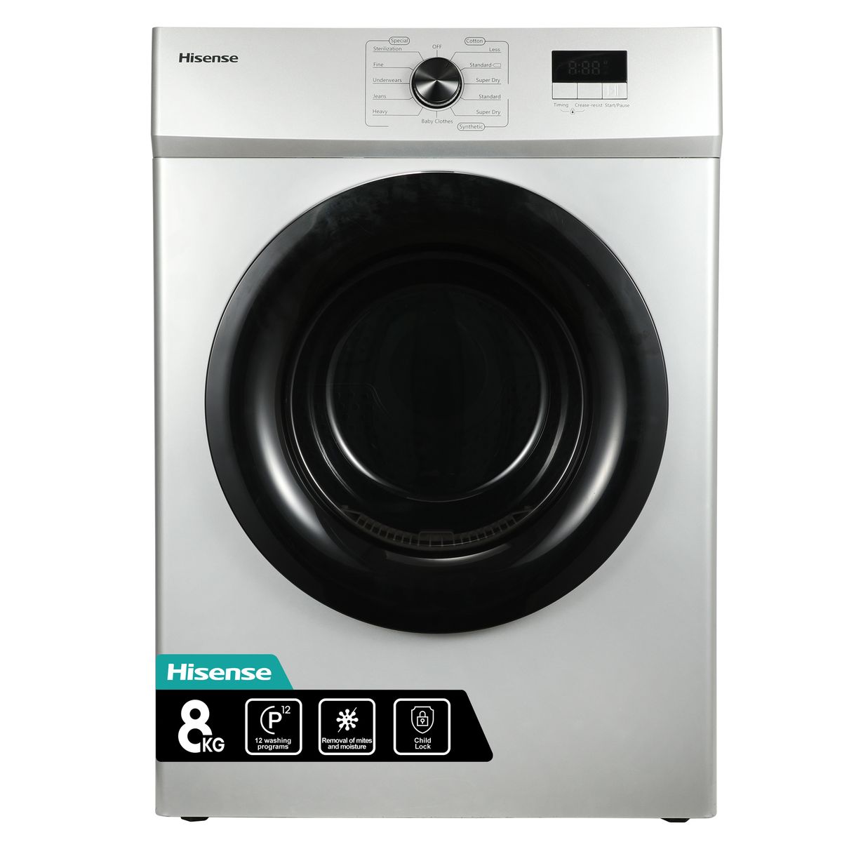 Hisense 8Kg Air Vented Tumble Dryer with LED Display - Silver
