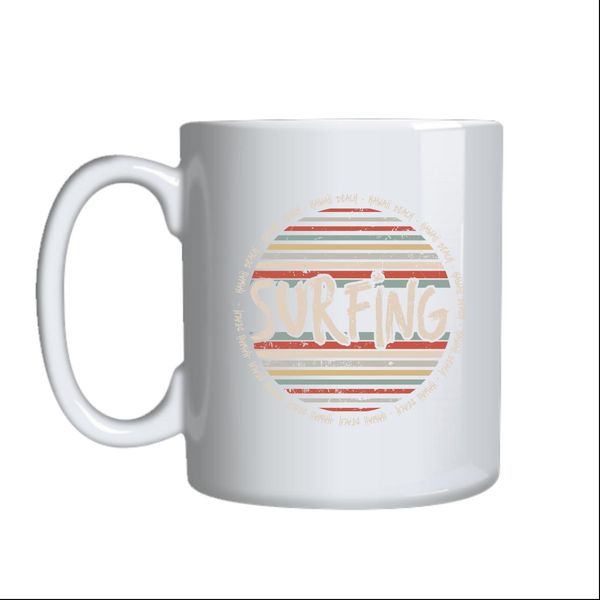 Surfin Circle Coffee Mugs Trendy Surfing Lovers Graphic Birthday Present037