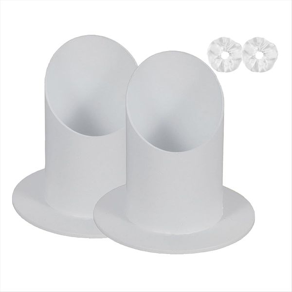 2-Pack Communion Candle Holders With Drip Protection, Elegant White Taper