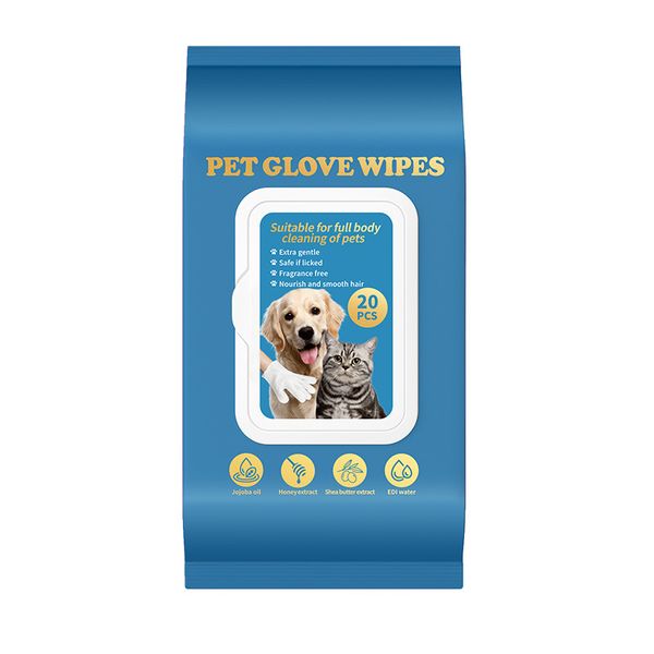 Rinse-Free Pet Grooming Glove Wipes for Dogs &amp; Cats