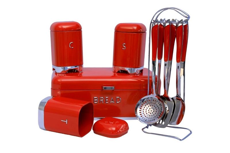 GB Cooking Utensil &amp; Bread-Bin with 3 Piece Canister Set