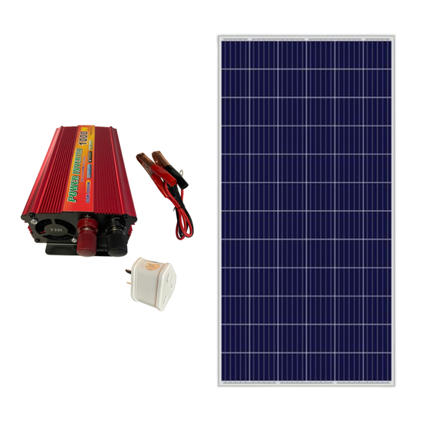 100W Solar Panel 18V - Power Inverter &amp; Plug Adaptor 1000W
