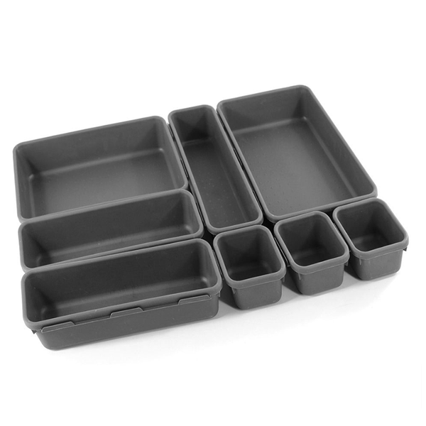 Grey Portable Set of 8 Piece Divider Trays