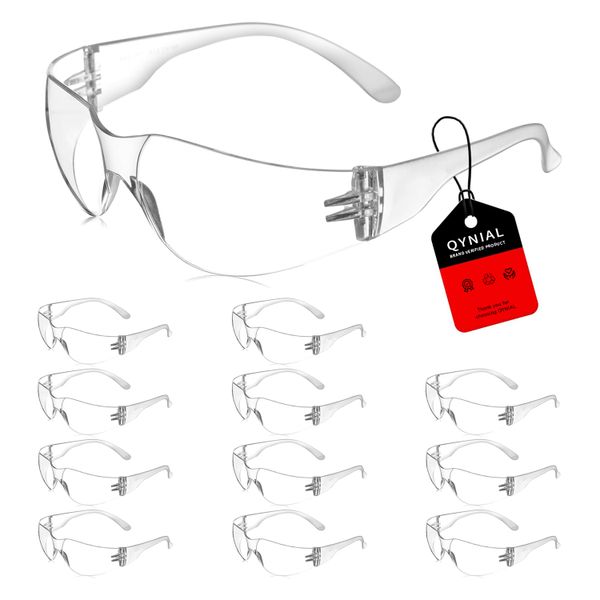 QYNIAL 12 Pairs Safety Eyewears - Scratch-Resistant Wrap-Around Goggles