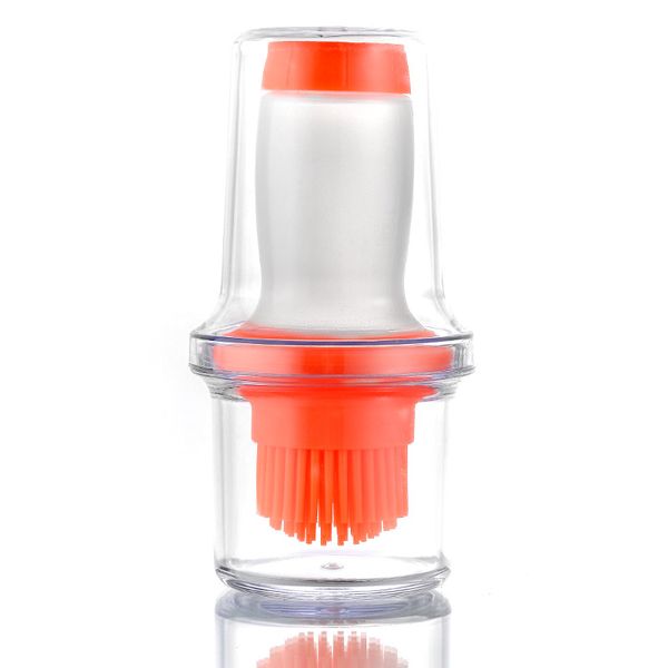 Portable Silicone Oil Bottle Brush Set for Barbecue &amp; Baking (Orange)