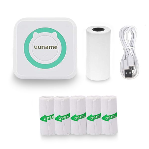 Portable Bluetooth Mini Thermal Printer &amp; 5 Rolls Self Adhesive Paper-C15SE